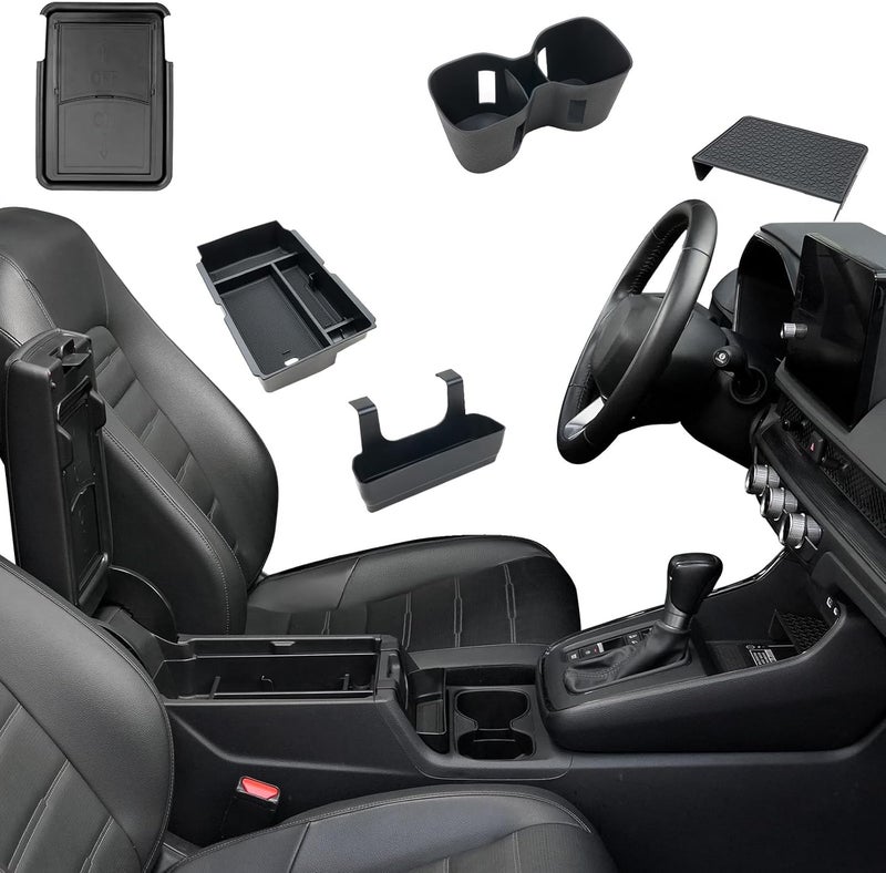 ELECFRESH 5PCS Center Console Organizer Tray for 2026 2025 2024 2023 Honda CRV Accessories, Armrest Storage Box and Drawer, Armrest Hidden Storage Box, Dashboard Organizer Tray and Cup Holder for Honda CRV - Image 1